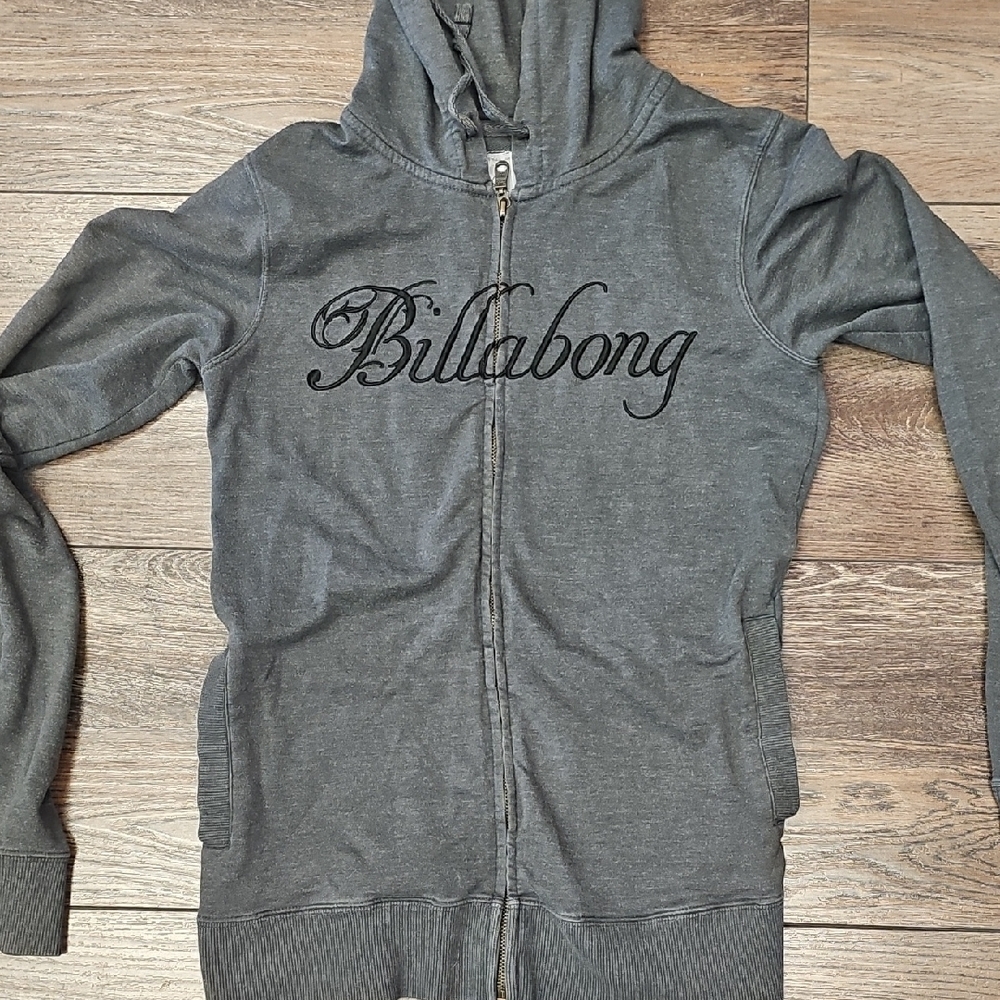 Billabong, Gray, Hoodie, Women's, Unisex, Stretchy, Thin, 2000, Hood, Y2k, Light